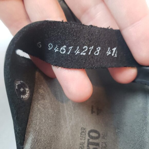 MEPHISTO Helen Sandal 41 Nubuck Leather Strap Black Gray Cork Sole Thong - Picture 8 of 10